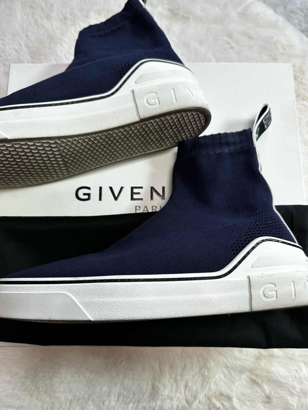 Givenchy Navy and White Sock Sneaker